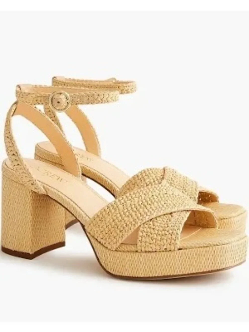J. Crew Women's Sandals Cream Size 9 J.crew Woven Platform Heels In Natural Raff - Picture 12 of 12
